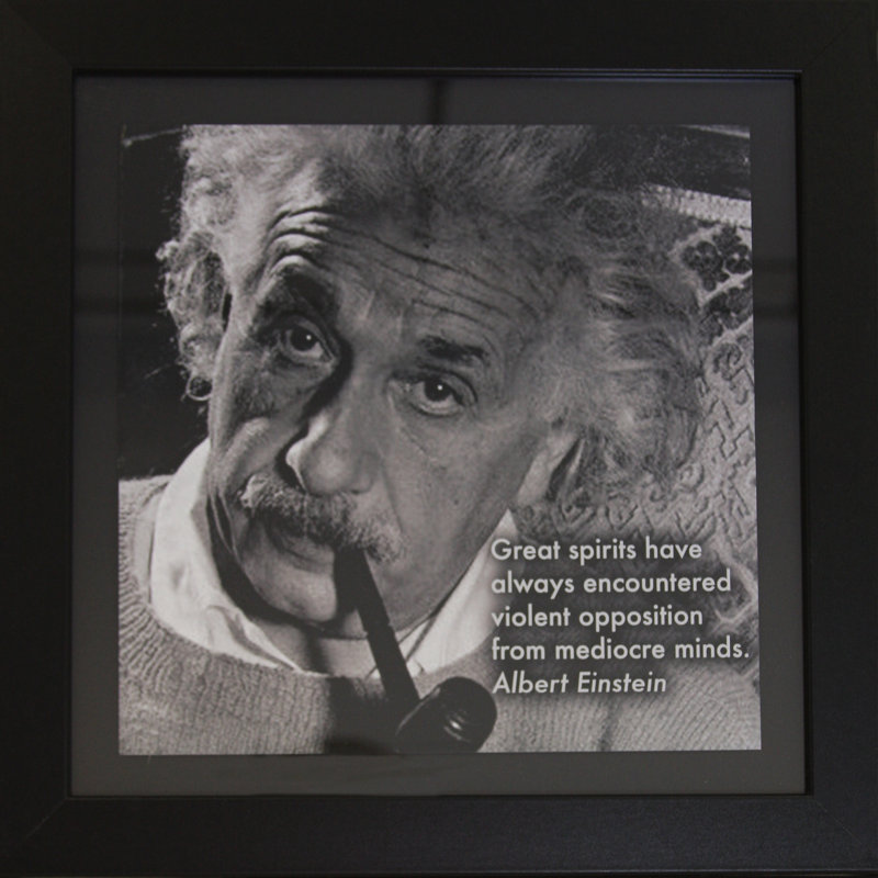 Albert Einstein avec citation - reproduction de photo sur papier encadrée