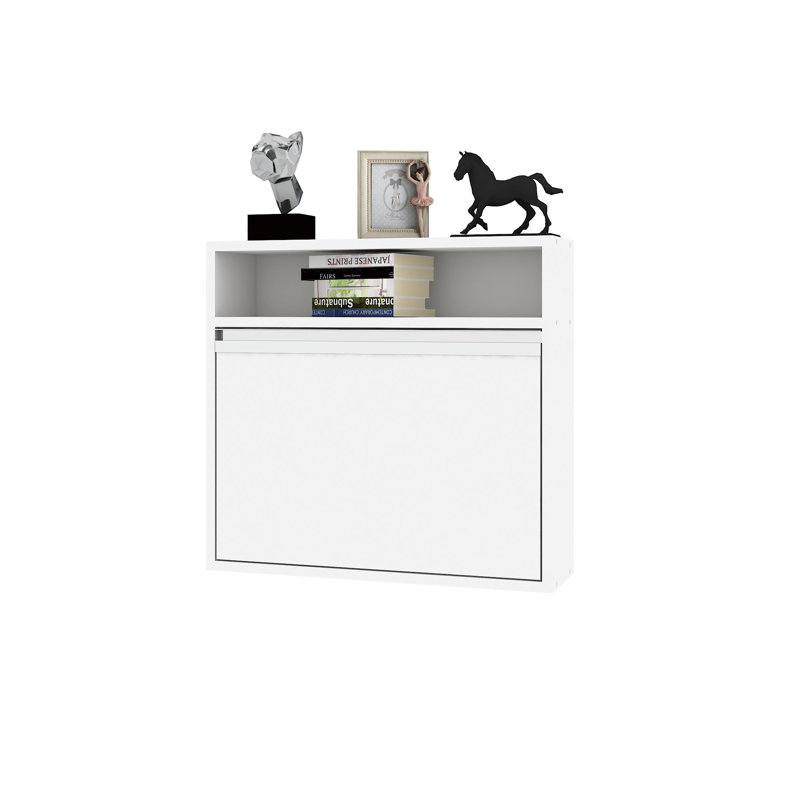 Modern White Study Desk with Wall-Mount Option, 25.2 x 23.6 x 7.9 inches | 100% Melamine Coated Particle Board, Thickness: 0.7 inches | Numerous Shelves for Storage, Stylish & Functional Design for Home Office