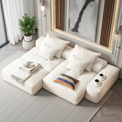 Oversized Boneless Modular Sectional Sofa, 3-Seat Sparkling with Ottoman, 4 Pillows & Chaise Lounge, No Assembly Required?