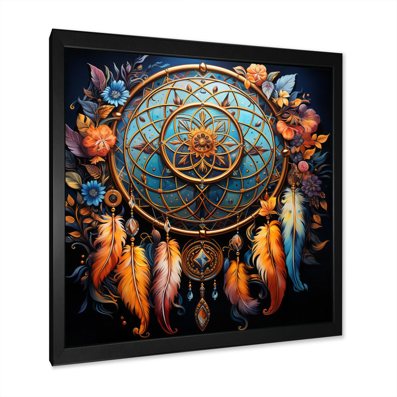 Capteur de rêves Leenah - Visions complexes, H 16 po x l 16 po x P 1 po, Cadre simple noir