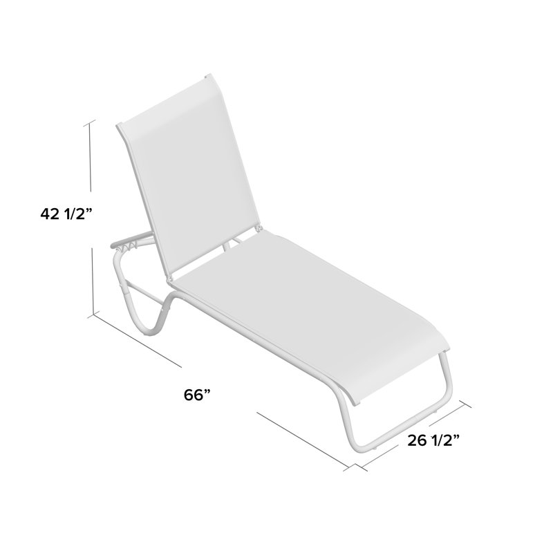 Gardenella Outdoor Chaise Lounge, Textured White Frame/Coastline Seat