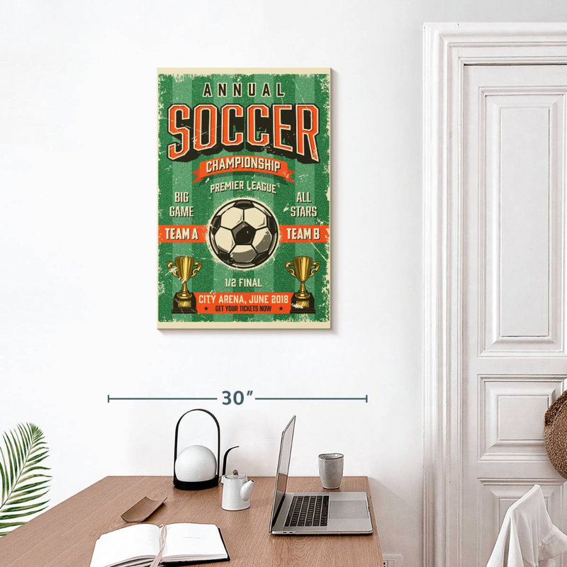 Affiche de soccer, H 30 po x l 20 po