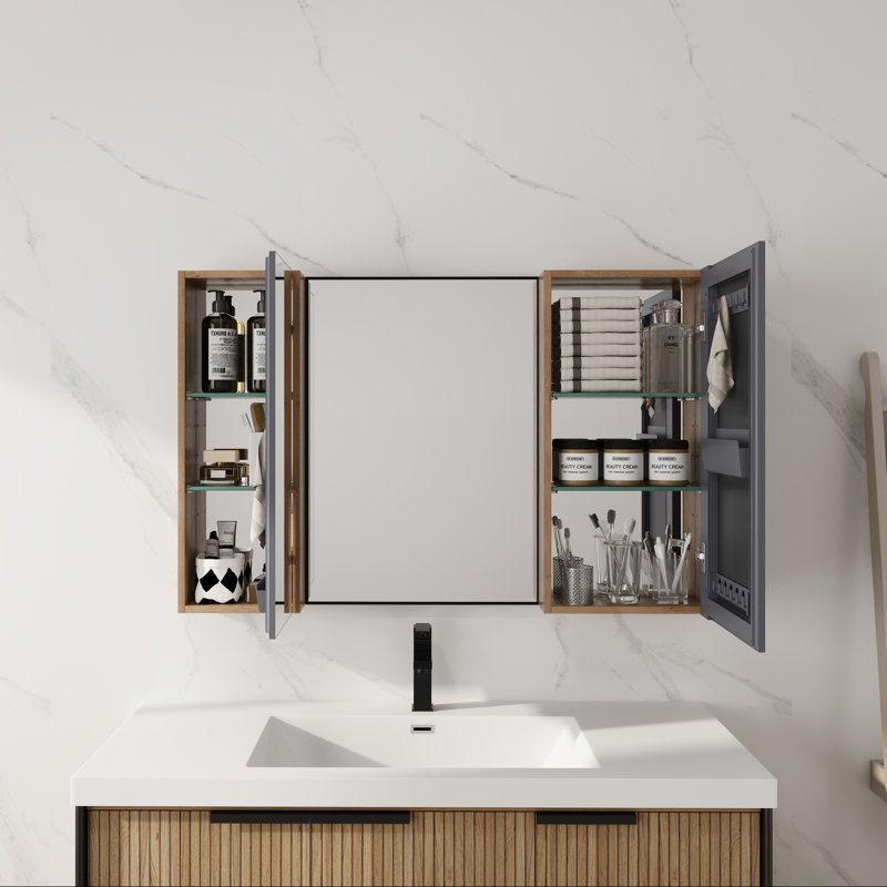 Armoire de salle de bain avec miroir et rangement