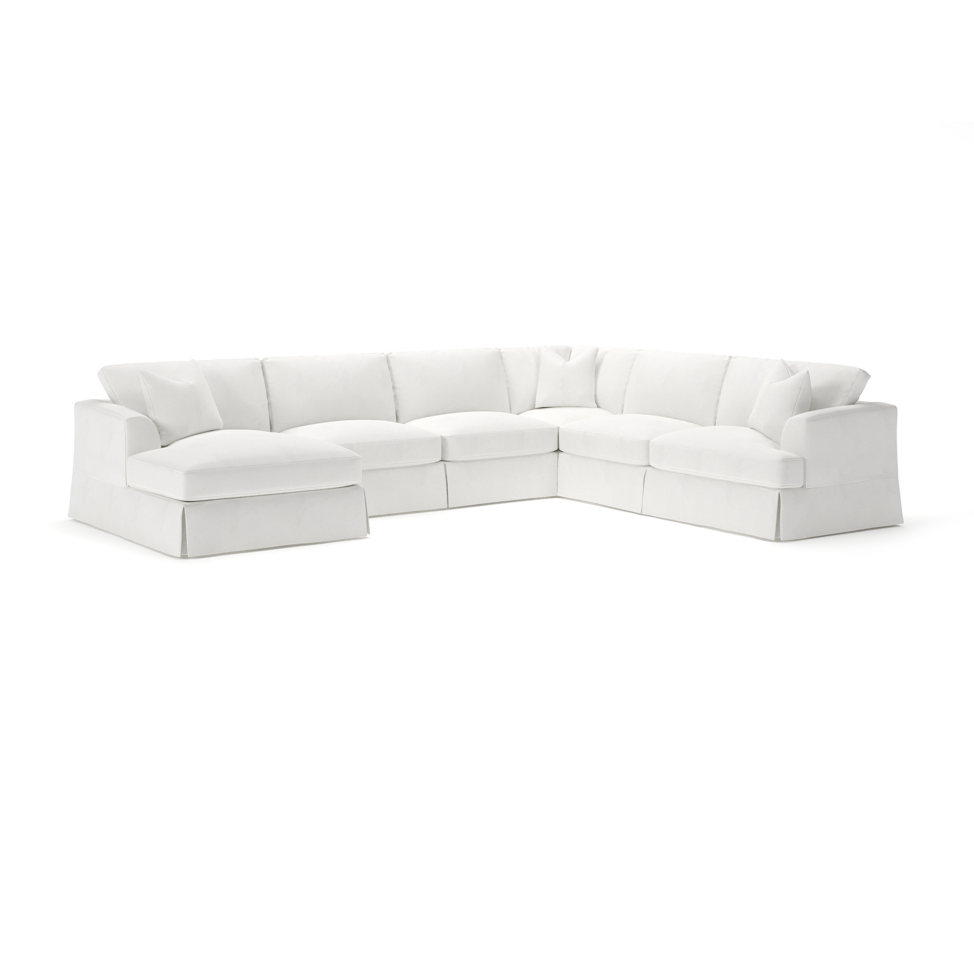 Lucia 5 - Piece Slipcovered Sectional, Right Hand Facing, Nomad Snow Crypton® Chenille