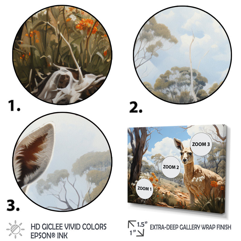 «Kangaroo Bound Pastoral II», reproduction sur toile, H 30 po x l 40 po x P 1,5 po, Toile tendue