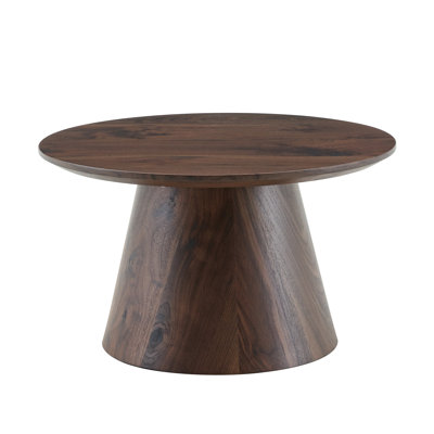 Walnut Wood Grain Medium Density Fiberboard Circular Coffee Table Walnut Wood Grain Veneer, Exquisite Texture, Flexible Adaptation To Circular Tabletop