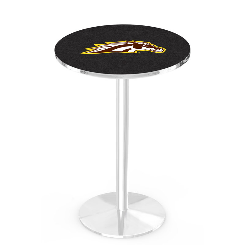 Round Metal Base Dining Table, Chrome, Western Michigan University