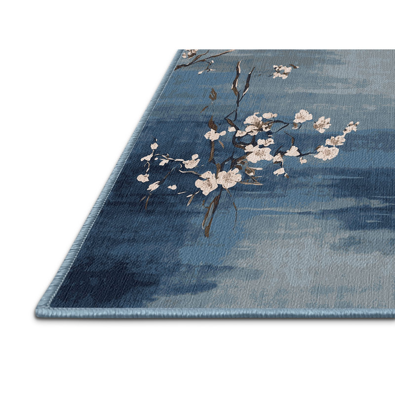 Machine Washable Blue Area Rug, Rectangle 3' x  5'