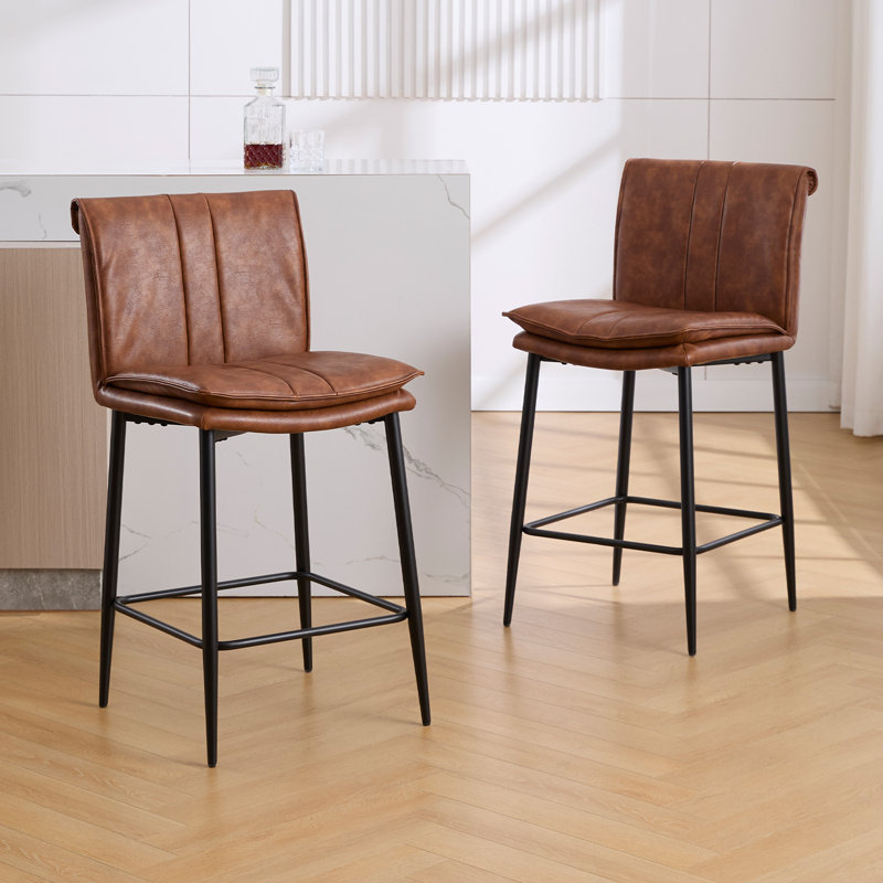 Suhaliya Faux Leather Counter Stool, Brown