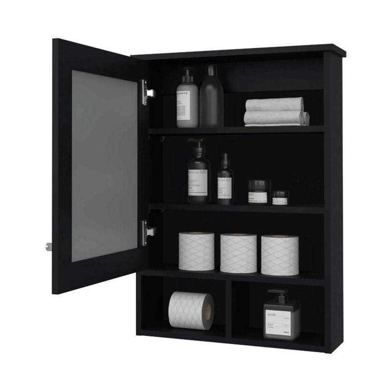 Pharmacie avec porte et miroir inclus, Noir