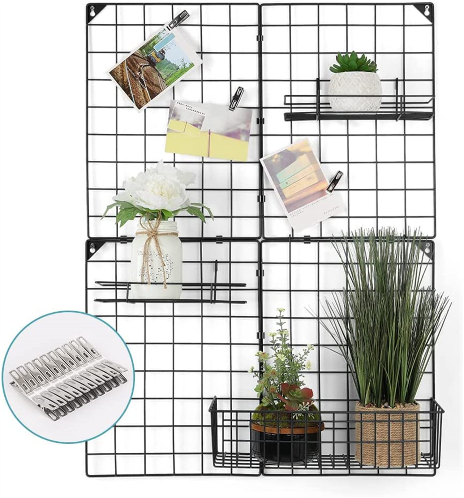 Laurel Foundry Modern Farmhouse Nate Wall Organizer Grid with Memo