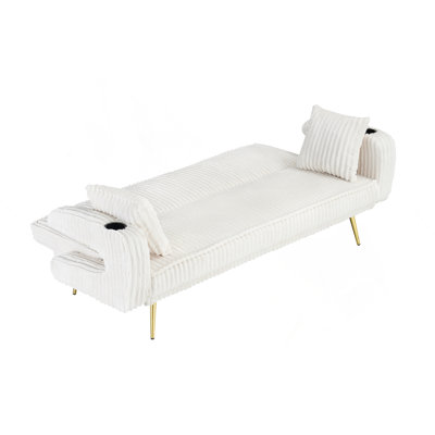 Minimalist Corduroy Sofa With Throw Pillows For Living Room And Study