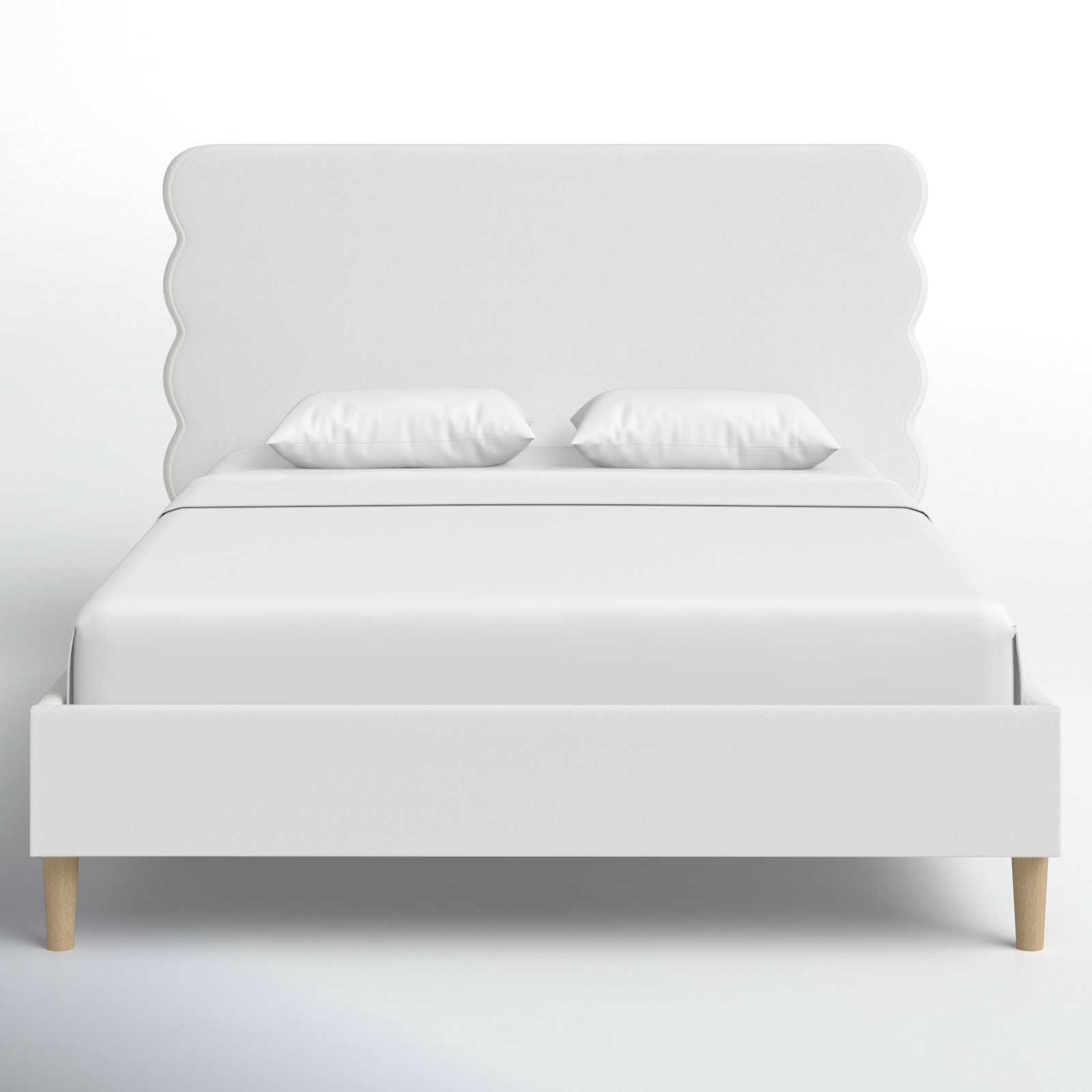 Henley Upholstered Scalloped Bed, Antique White, Queen
