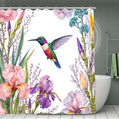 Rideaux de douche Colibri coloré pour salle de bain, 71 x 71 pouces