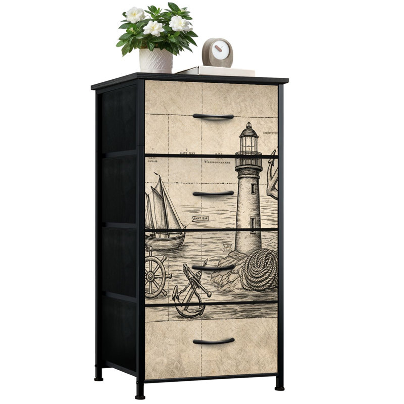 Commode rustique pour la chambre à coucher avec 4 tiroirs de rangement