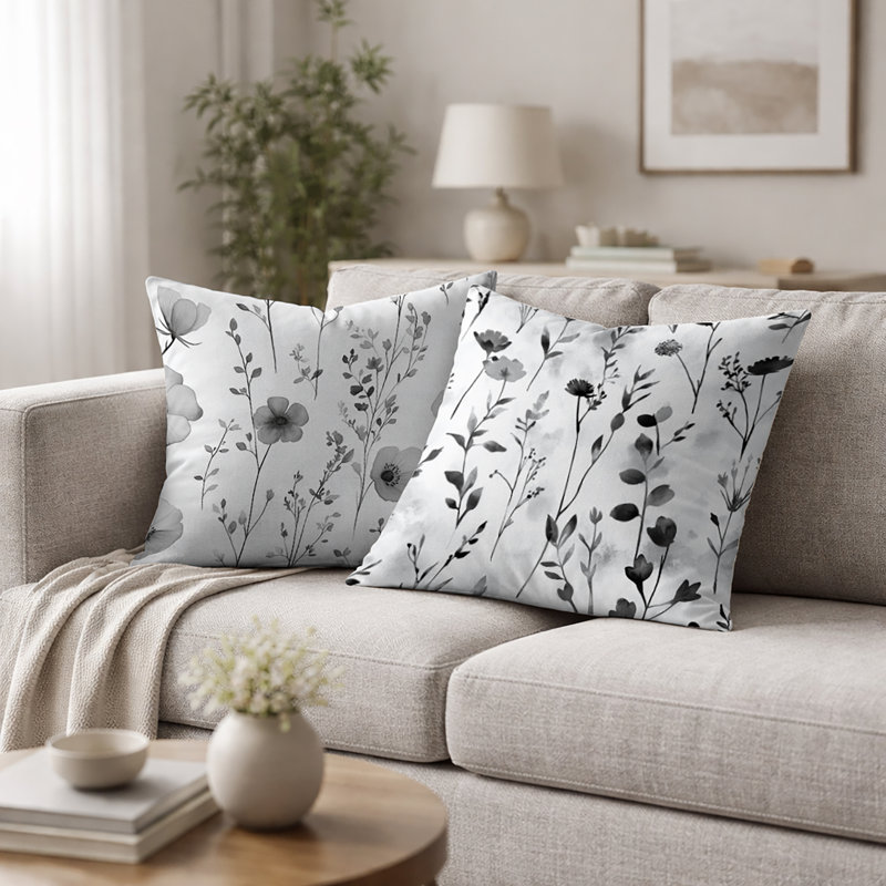 Coussin 2 pièces Floral, H 18 po x l 18 po