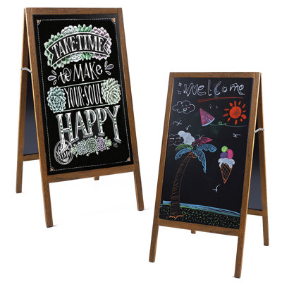 Zupora Yes Freestanding Solid Wood Chalkboard
