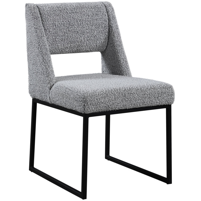 18.2'' H Upholstered Side Chair, Grey Boucle Fabric