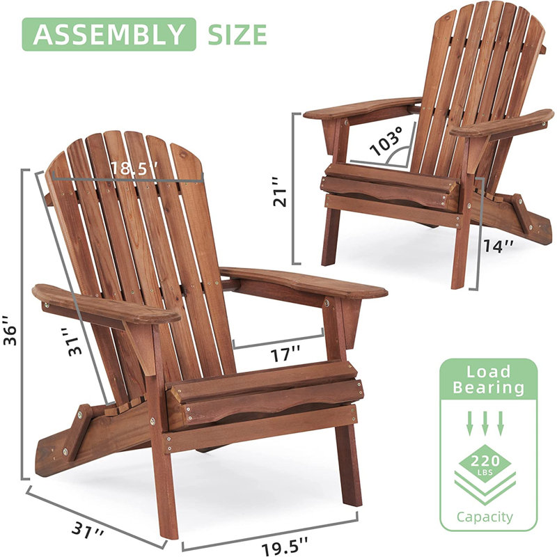 Abdul-Hakeem Foldable Outdoor Adirondack Chair, Mid Brown