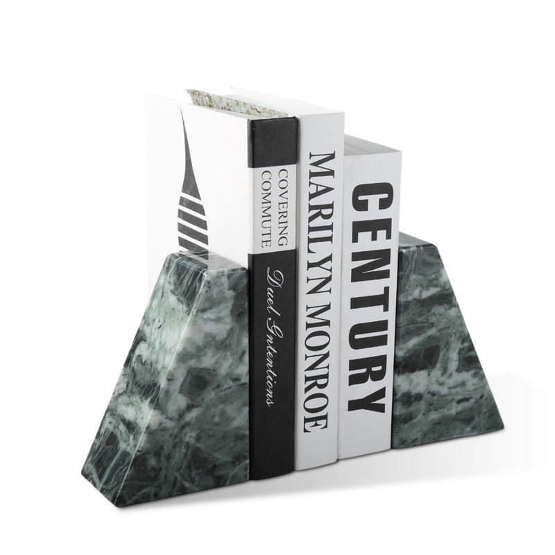 Serre-livres en marbre (ensemble de 2), H 2,54 po x l 5,93 po x P 3,98 po, Vert