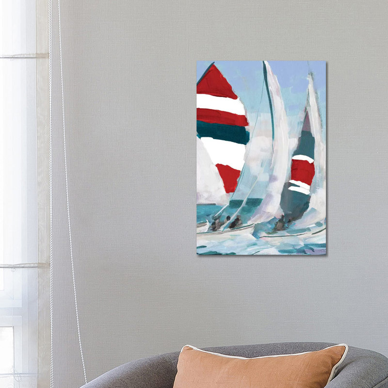 Red and Blue Sail II 1 Piece Wrapped Canvas Wall Art, 66.04 cm H x 45.72 cm W