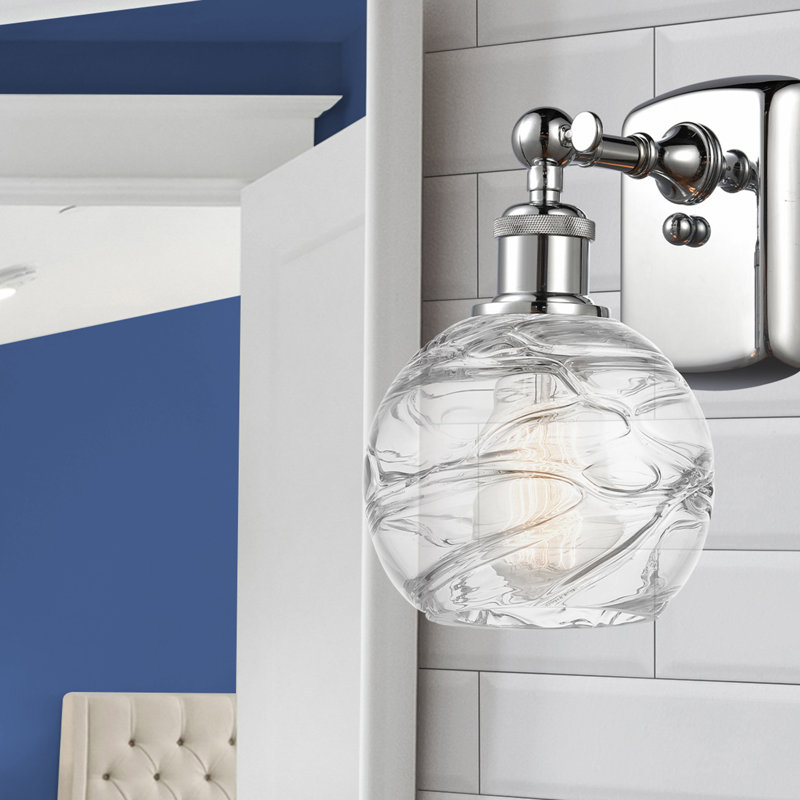 Amira Armed Sconce, 6 Watt Vinage LED Bulb, Polished Chrome