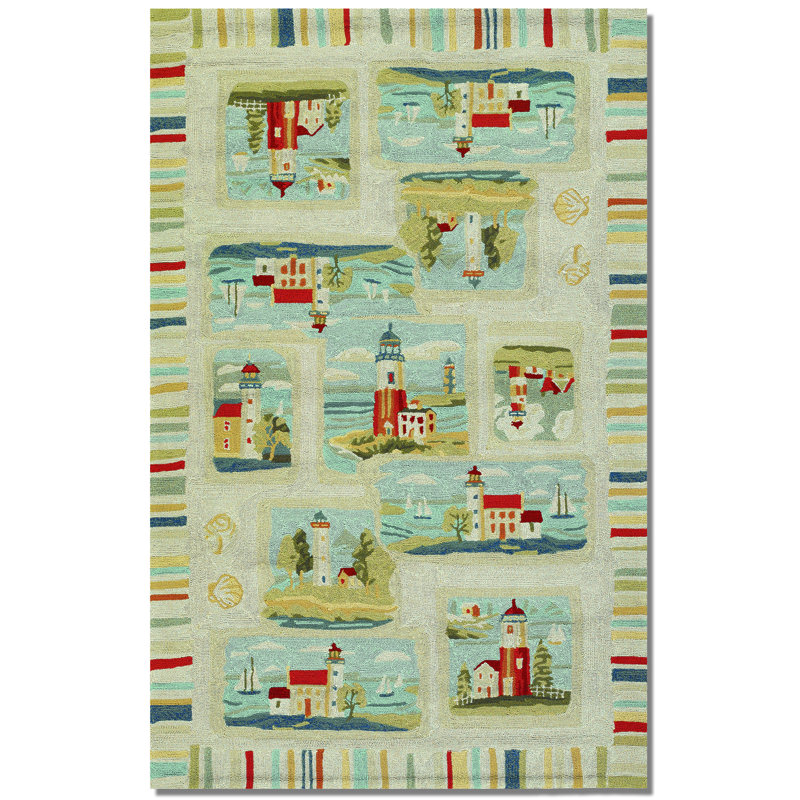 Rundall Hand Hooked Ikat Indoor / Outdoor Rug, Rectangle 2' x 4'