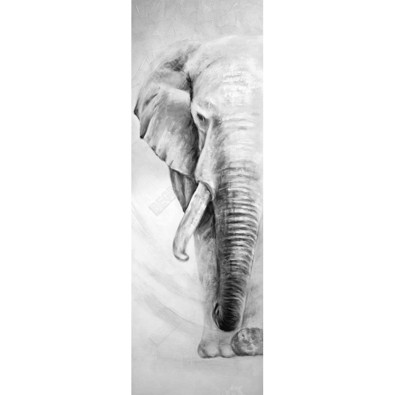 Grand éléphant - toile encadrée gris monochrome