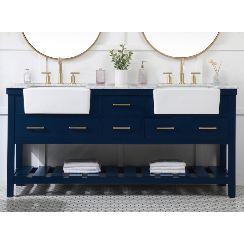 Meuble-lavabo double 72 po Pelaghia, Bleu