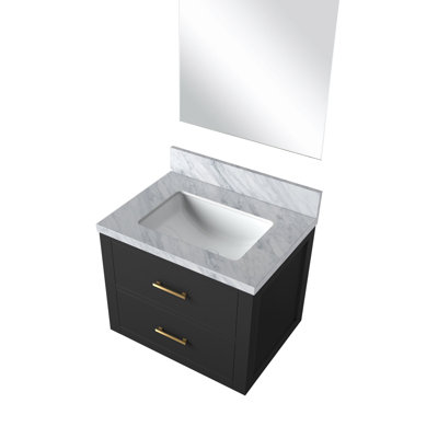 Meuble-lavabo simple noir avec comptoir en acrylique 18 po. Miroir - fermeture en douceur, bois massif, matériau de remplissage