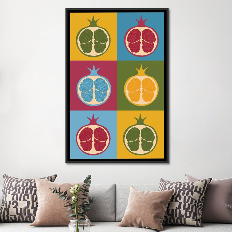 «Pomegranate» par Flatowl - impression sur toile tendue, H 26 po x l 18 po x P 1,5 po, Toile avec cadre noir, Pas de tapis