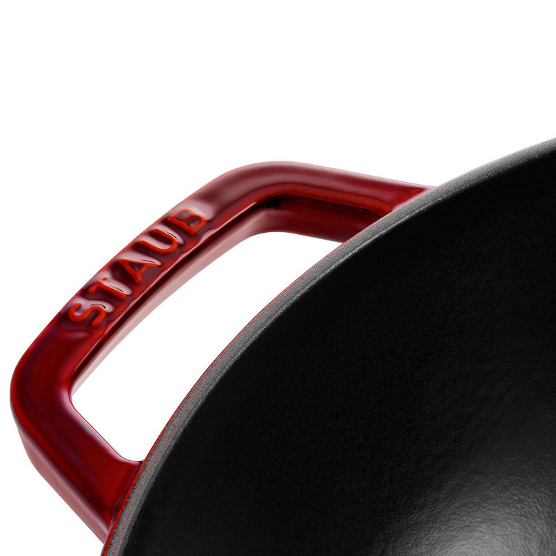 Staub Cast Iron Wok with Lid, Grenadine Red