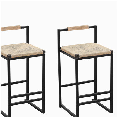 2-piece set with backrest - rope woven counter height restaurant chair, kitchen, home (backrest rope)