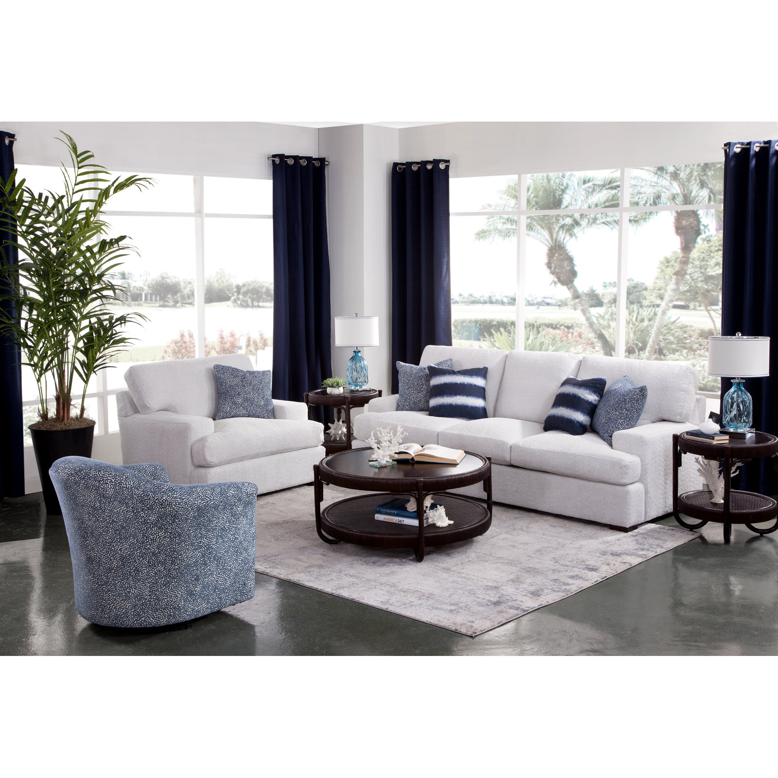 Cambria 97'' Upholstered Sofa, Java Finish, Beige Performance Fabric; 0851-73