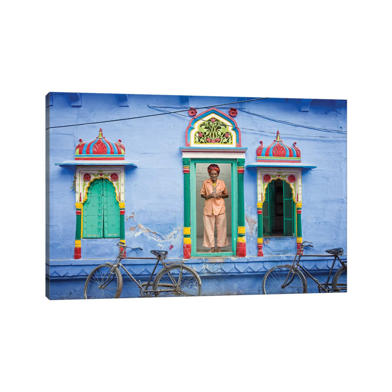 India, Rajasthan, Spiritual Man In Doorway. by Jaynes Gallery - Wrapped Canvas Gallery-Wrapped Canvas Giclée