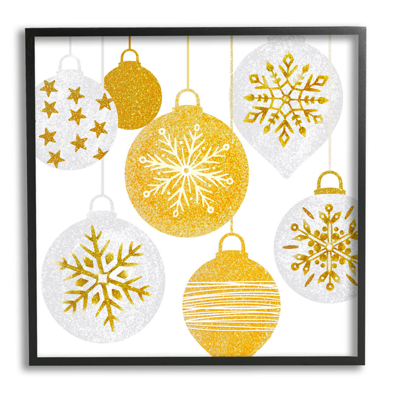 Boules de Noël scintillantes suspendues - 177, Giclée encadrée noir minuit, H 12 po x l 12 po x P 1,5 po
