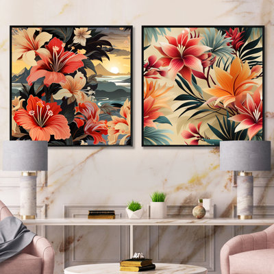 Leonardtown - Ensemble de 2 collages carrés floraux
