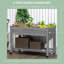 Lit de jardin surélevé avec roues verrouillables, tablette de rangement et doublure de lit pour la cour et le patio, gris foncé