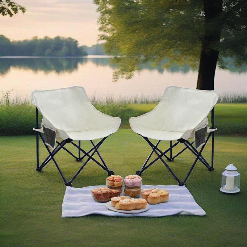 2PCS Outdoor Camping Chairs Folding/Portable, Carry Bag ,Beige, Beige