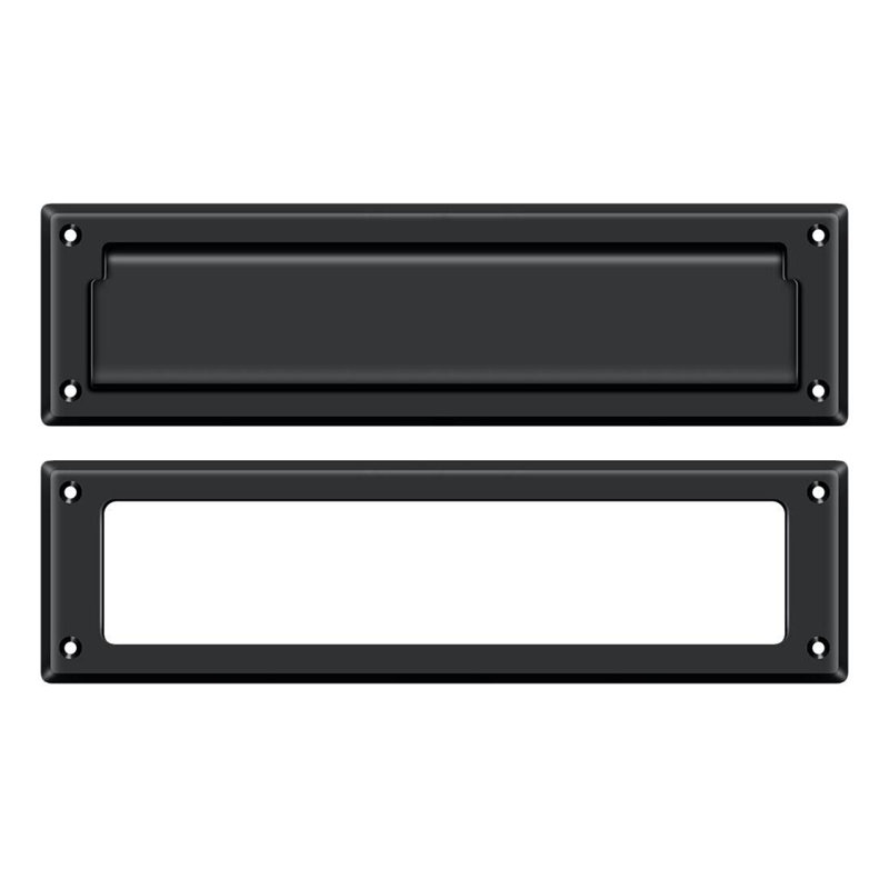 Fente pour courrier 13-1 / 8 po avec cadre intérieur en peinture noire, Peint en noir, H 3,625 po x l 13,125 po x P 0,5625 po