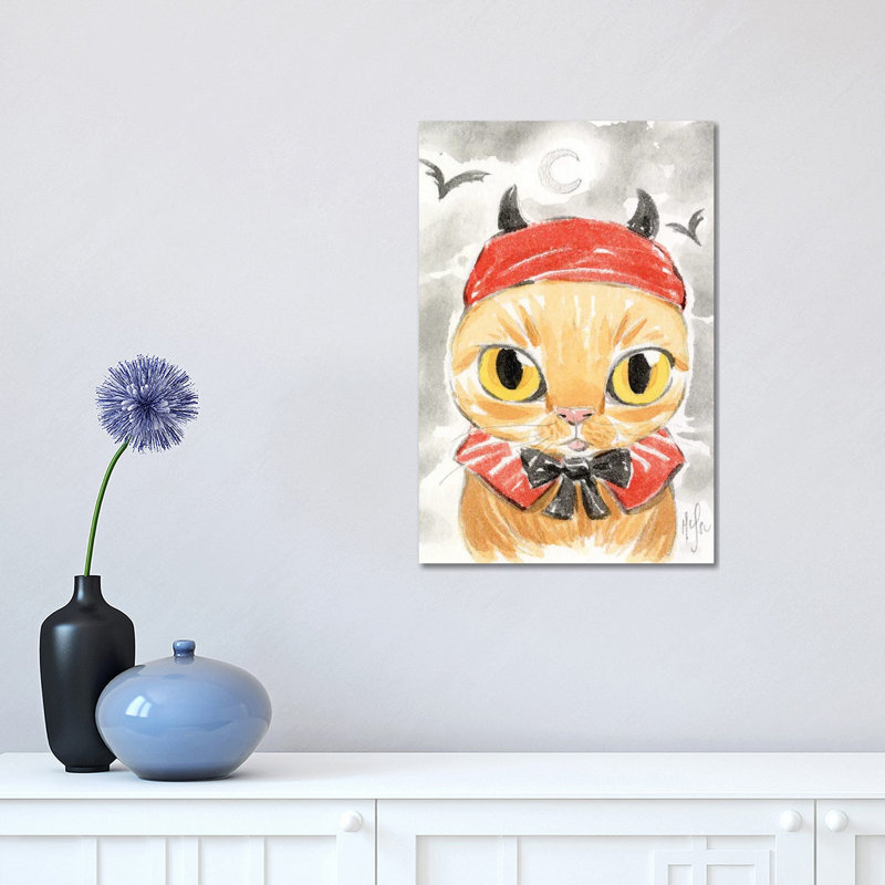 Cat - Devil by Martin Hsu - Painting on Canvas, Wrapped Canvas, 30.48 cm H x 45.72 cm W