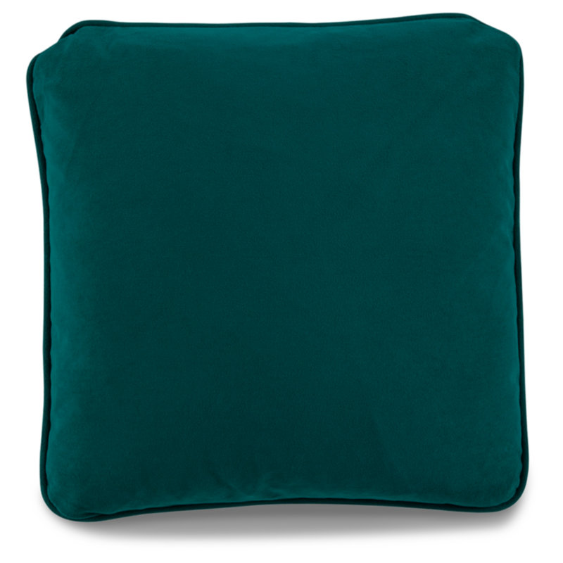 Caygan 20" Teal Polyester Square Pillow with Feather Fill