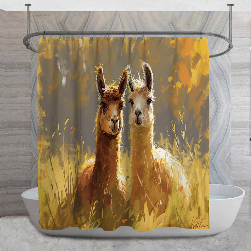 Rideau de douche lamas - décor de salle de bain animal 16676, H 73 po x l 70 po