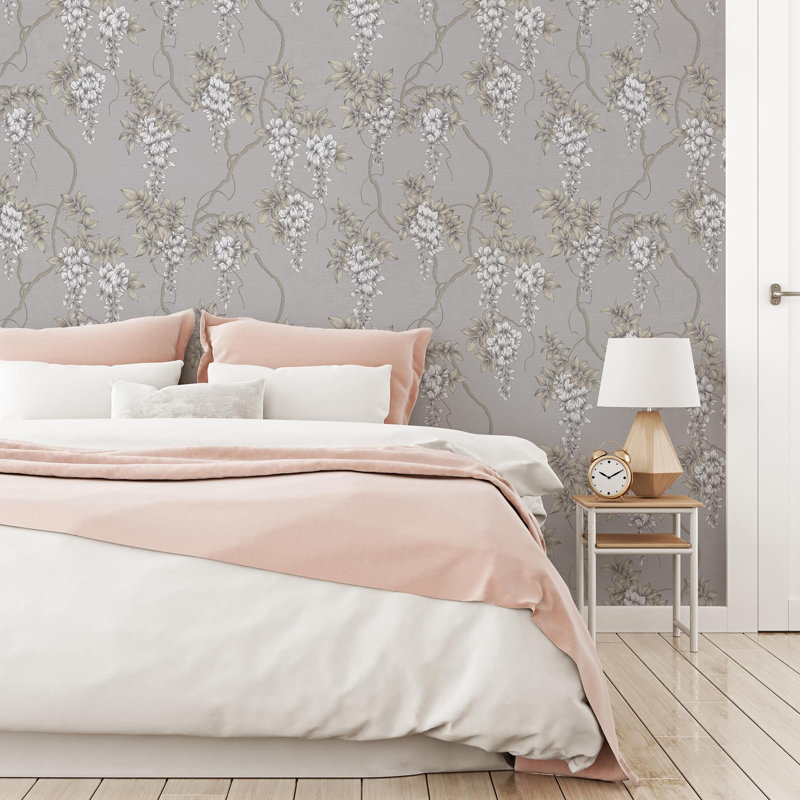 Superfresco Easy Mauve Wisteria Floral Wallpaper, Grey