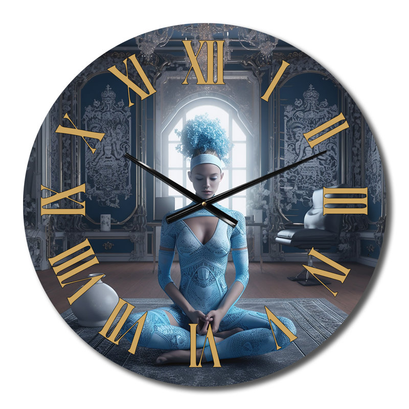 Horloge murale en métal Blue Yogini, Moyenne