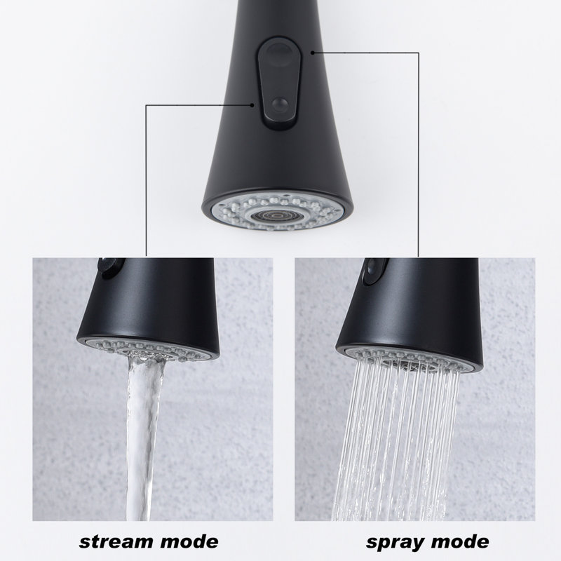 Robinet de cuisine escamotable en acier inoxydable noir mat, buse haute rotative à 360 ° pour une utilisation sans effort de l'eau, contrôle optimal par levier unique, traitement contre la rouille, écoulement doux et silencieux, buse, levier, rouille,