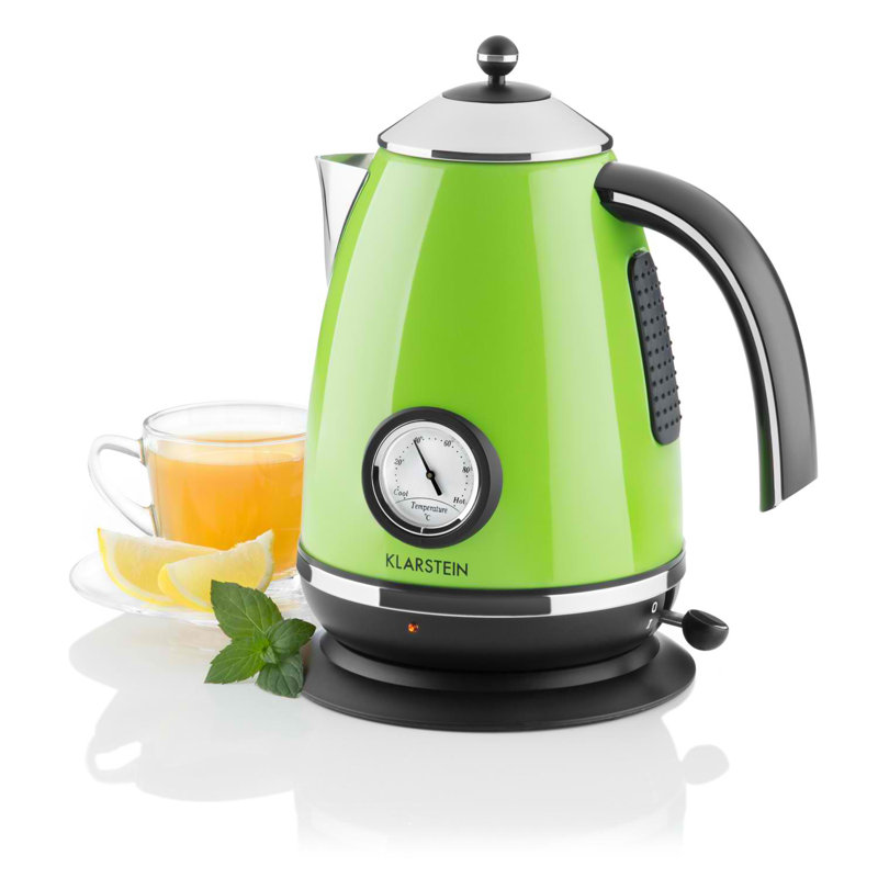 Klarstein 1.7L Stainless Steel Electric Tea Kettle, Green
