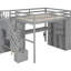 Lit mezzanine double gris avec rangement intégré, bureau et lumières à DEL confortables, armoire idéale pour les petites chambres à coucher, bureau d'étude, éclairage de rangement, compact parfait
