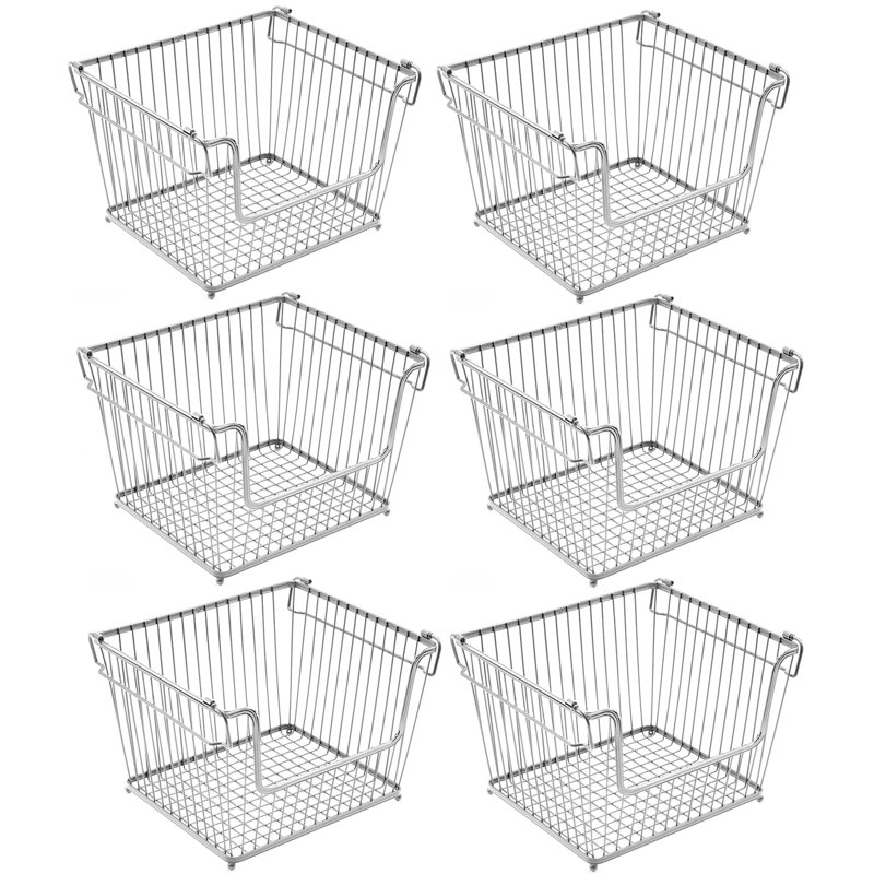 Organisateurs de rangement en métal empilables MTL-BSKT6, Argent