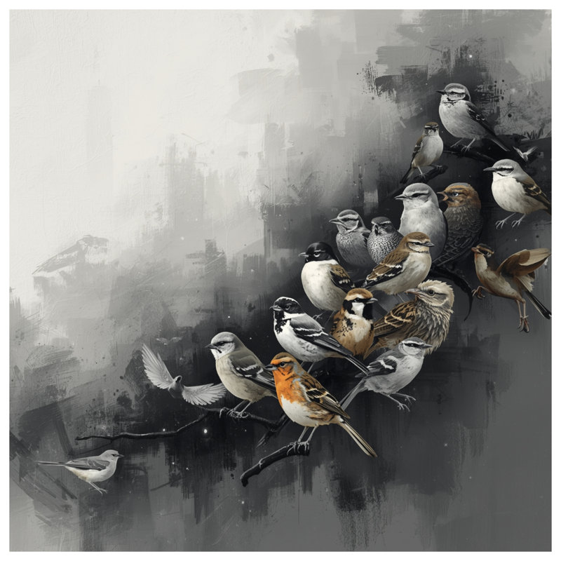 Groupe de housses de couette petits oiseaux, Lit simple